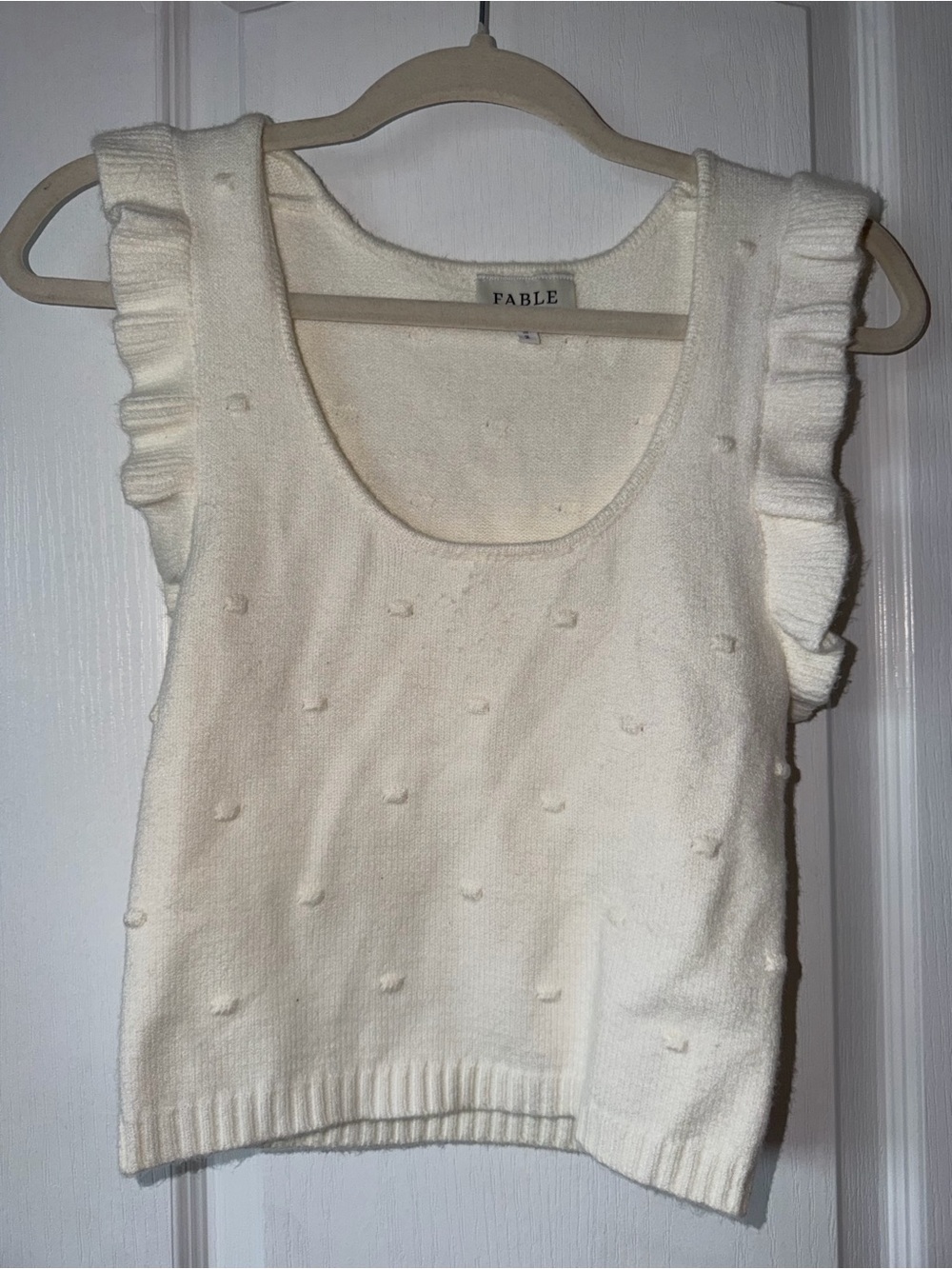 Able Cream Knit Top with Pom Texture